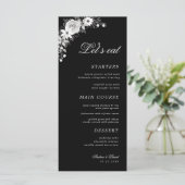 Bis zum Tod tun uns Party Gothic Floral Black Wedd Menükarte (Stehend Vorderseite)