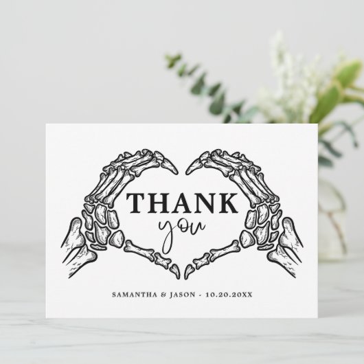 Bis zum Tod tun uns Party Gothic Halloween Hochzei Dankeskarte (Stehend Vorderseite)