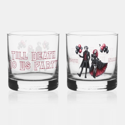 Bis zum Tod tun uns Party gotische Braut und Gräue Whiskyglas (Rückseite)