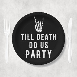 Bis zum Tod tun uns Party Schwarzes Skelett Party Pappteller