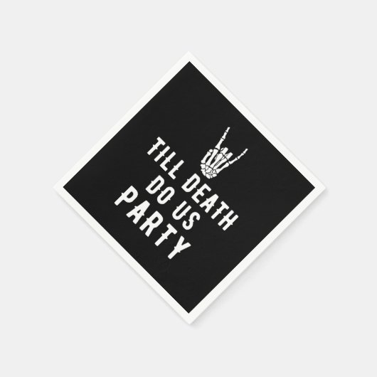 Bis zum Tod tun uns Party Schwarzes Skelett Party Serviette (Ecke)