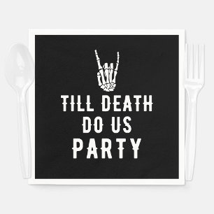 Bis zum Tod tun uns Party Schwarzes Skelett Party Serviette