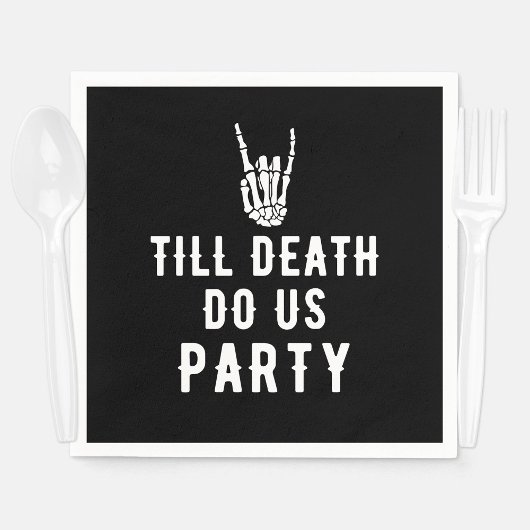 Bis zum Tod tun uns Party Schwarzes Skelett Party Serviette