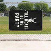 Bis zum Tod tun uns Party Schwarzes Tallskelett Pa Banner (Insitu)