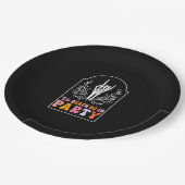 Bis zum Tod tun uns Party Skelett Retro Groovy Bac Pappteller (Schrägansicht)