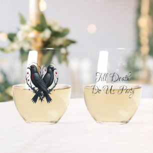 Bis zum Tod tun uns Party zwei schwarze Ravens Weinglas Ohne Stiel