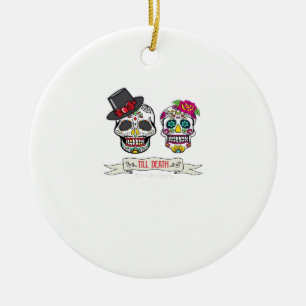 Bis zum Tod tun uns Schädel Hochzeit Braut und Gro Keramik Ornament