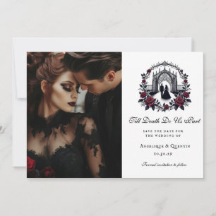 Bis zum Tod tun Uns Teil Elegant Goth Foto Gerette Einladung