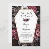 Bis zum Tod tun uns Teil florales Elegant Goth Wed Einladung (Vorderseite)