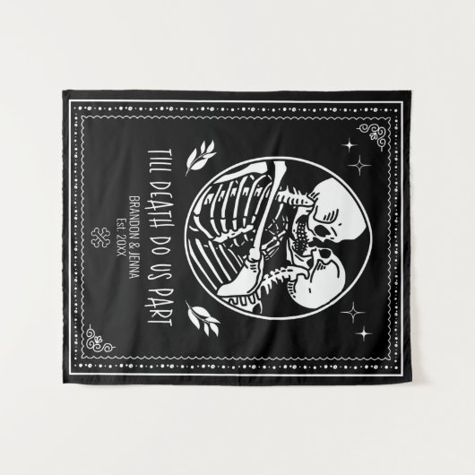 Bis zum Tod tun uns Teil Hintergrund Hochzeitskele Wandteppich (Vorderseite (Horizontal))