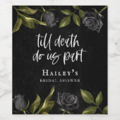 Bis zum Tod tun uns Teil Schwarze Rose Brautparty Weinetikett (Einzelnes Label)
