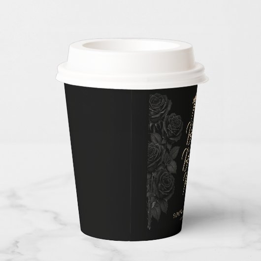 Bis zum Tod tun uns Teil Schwarze Rose Hochzeit Pappbecher (Rechts)