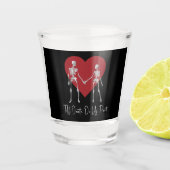 Bis zum Tod tun uns Teil Skelett schwarz Schnapsglas (Vorderseite)