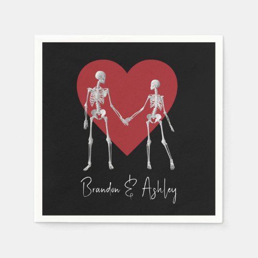 Bis zum Tod tun uns Teil Skelett schwarz Serviette (Vorderseite)