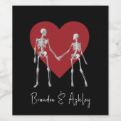 Bis zum Tod tun uns Teil Skelett schwarz Weinetikett (Einzelnes Label)