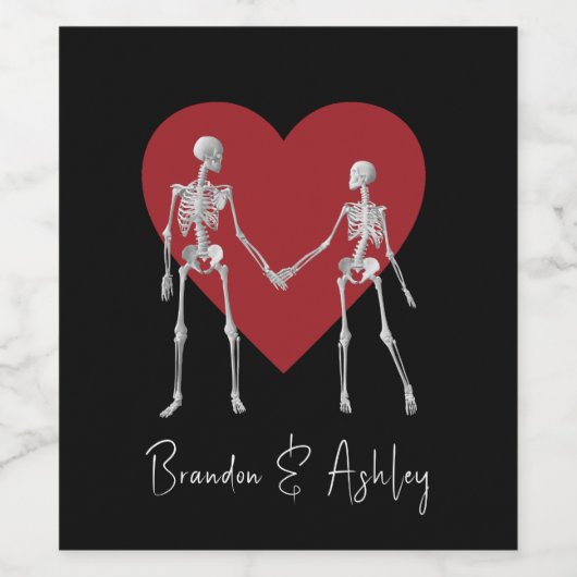 Bis zum Tod tun uns Teil Skelett schwarz Weinetikett (Einzelnes Label)