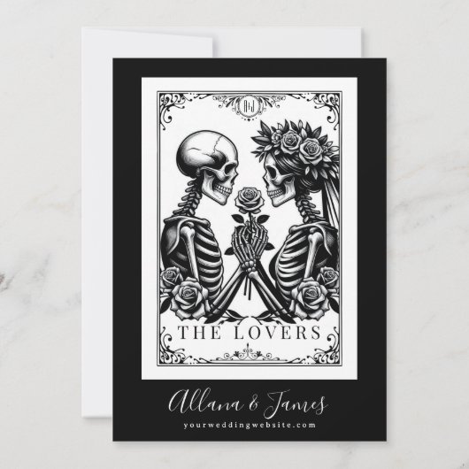 Bis zum Tod tun uns Teil Tarot Monogramm Hochzeit Save The Date (Rückseite)