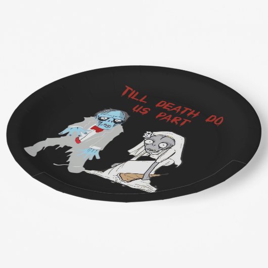 Bis zum Tod tun uns Teil Zombie Wedween Cou Pappteller (Schrägansicht)