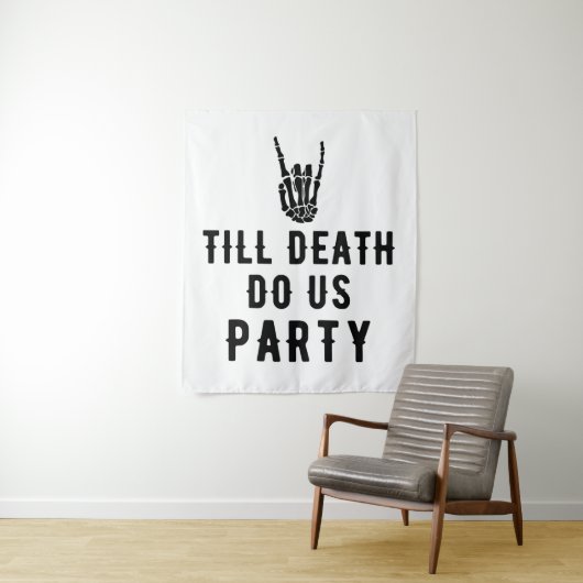 Bis zum Tod tun wir Party Brautparty Hintergrund Wandteppich (Beispiel)