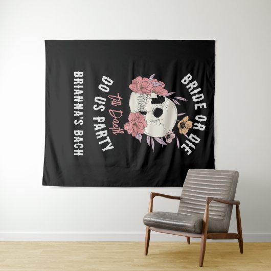 Bis zum Tod tun wir Party Junggeselinnen-Abschied Wandteppich (Beispiel (Horizontal))