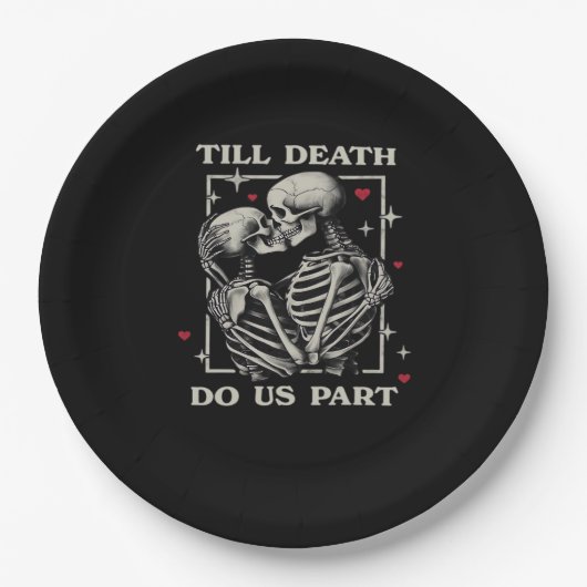 Bis zum Tod tun wir Teil - Funny Halloween Slogan Pappteller (Vorderseite)