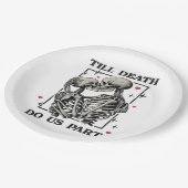 Bis zum Tod tun wir Teil klassisch - Skelettmotto Pappteller (Schrägansicht)