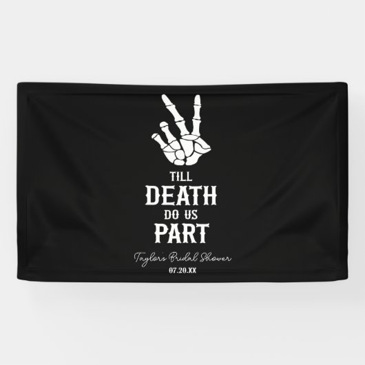 Bis zum Tod tun wir Teil Skelett-Brautparty Banner (Horizontal)