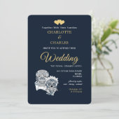 Bis zum Tod tun wir Teil Zuckerkullen Hochzeit Einladung (Stehend Vorderseite)