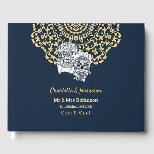 Bis zum Tod tun wir Teil Zuckerkullen Hochzeit Gästebuch (Vorderseite)