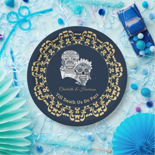 Bis zum Tod tun wir Teil Zuckerkullen Hochzeit Pappteller (Party)