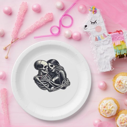 Bis zum Tod tun wir's - Gothic Skeleton Art Clas Pappteller (Party)