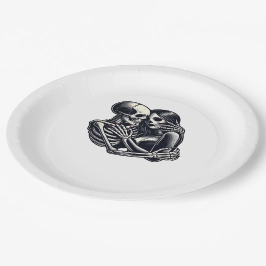 Bis zum Tod tun wir's - Gothic Skeleton Art Clas Pappteller (Schrägansicht)
