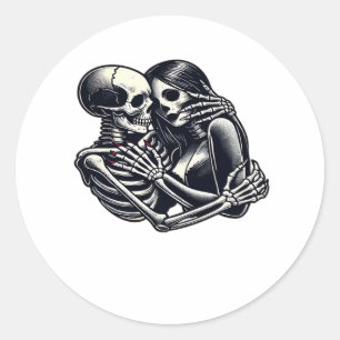Bis zum Tod tun wir's - Gothic Skeleton Art Clas Runder Aufkleber