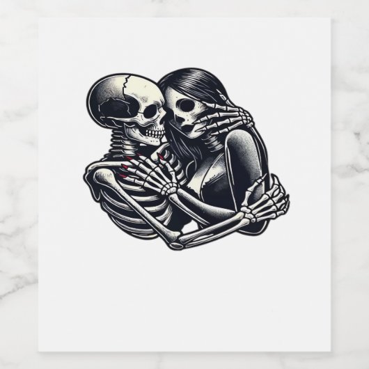 Bis zum Tod tun wir's - Gothic Skeleton Art Clas Weinetikett (Einzelnes Label)