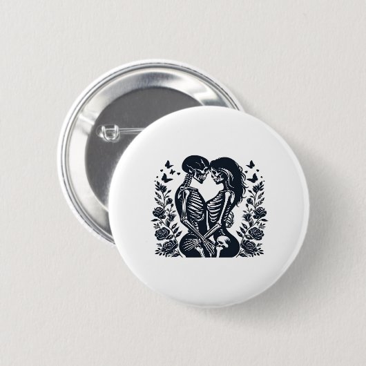 Bis zum Tod wir - Skeleton Couple Gothic Design Cl Button (Vorne & Hinten)