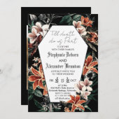 Bis zum Tode Bloral Foto Halloween gotische Hochze Einladung (Vorne/Hinten)