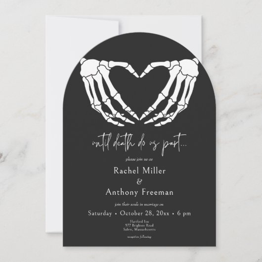 Bis zum Tode Skeleton Hand Arch Hochzeit zwei Seit Einladung (Vorderseite)