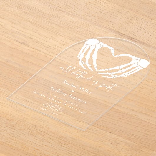 Bis zum Tode Skeleton Hände Arch Hochzeit Acryleinladungen (Ablage )