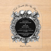 Bis zum Todegotischen Schädel Mongram Arched Weddi Acryleinladungen (Vorderseite)