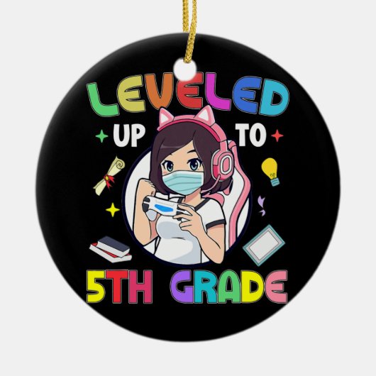Bis zur fünften Stufe zurück zum SchulGamer Keramik Ornament (Vorne)