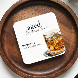 Bis zur Perfektion gereifter Whiskey-Geburtstags-P Rechteckiger Pappuntersetzer