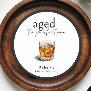 Bis zur Perfektion gereifter Whiskey-Geburtstags-P Runder Pappuntersetzer