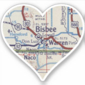 Bisbee AZ Karte Aufkleber (Vorderseite)