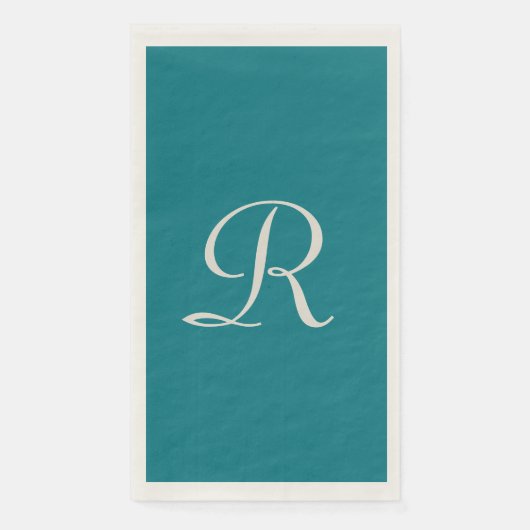 Biscay Bay Blue Trendy Mit Monogramm Minimalistisc Serviette (Vorderseite)