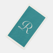 Biscay Bay Blue Trendy Mit Monogramm Minimalistisc Serviette (Ecke)
