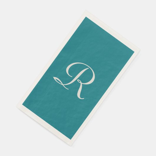 Biscay Bay Blue Trendy Mit Monogramm Minimalistisc Serviette (Ecke)