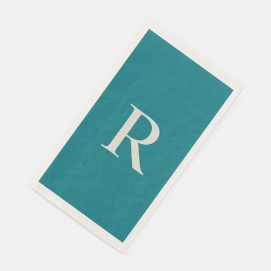 Biscay Bay Blue Trendy Mit Monogramm Paper Guest Serviette (Ecke)