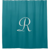 Biscay Bay Trendy Blue White Monogram Duschvorhang (Vorderseite)