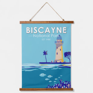 Biscayne National Park Boca Chita Key Vintage auf Wandteppich Mit Holzrahmen