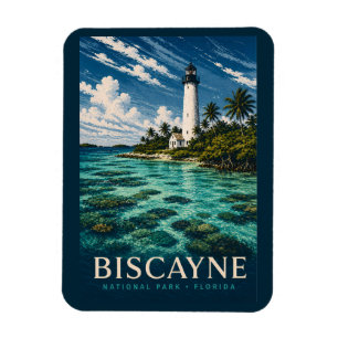 Biscayne National Park Florida Moderne Holzschnitt Magnet